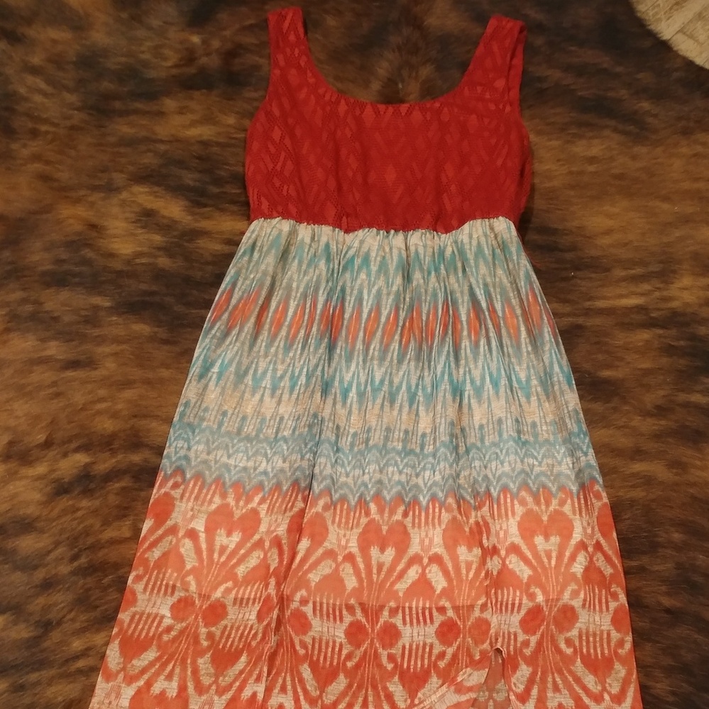Red printed maxi dress